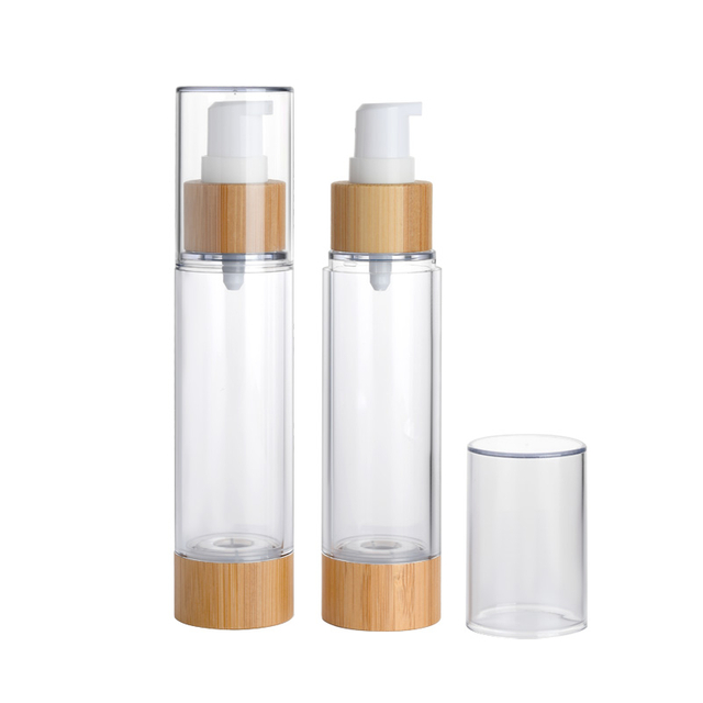 Flacon pompe airless en bambou