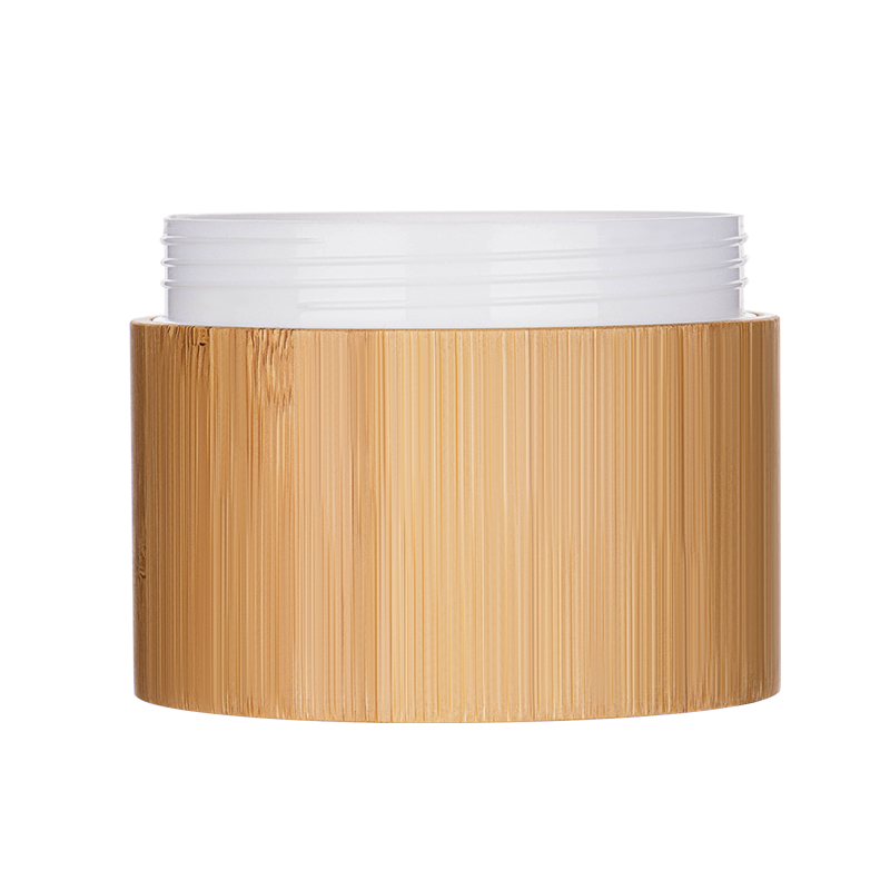 Pot en bois de bambou avec int&eacute;rieur en plastique