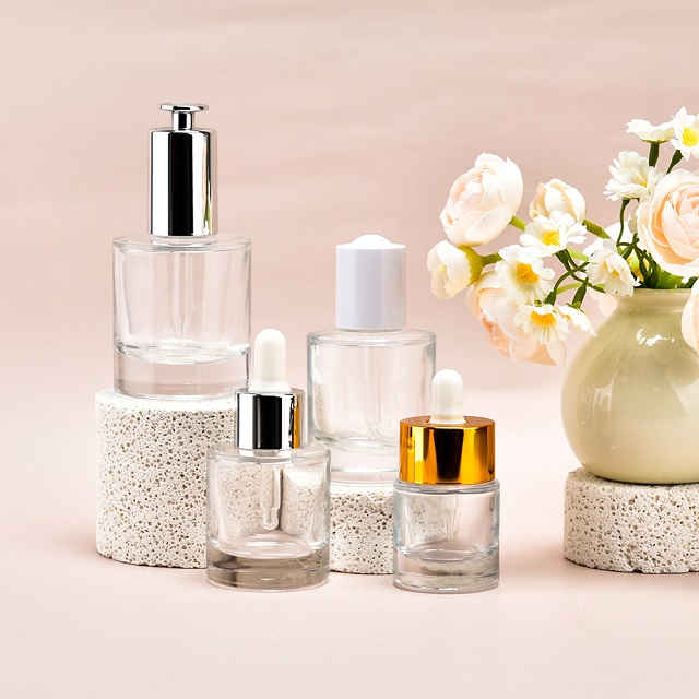 เครื่องสำอางที่ว่างเปล่า 1oz 2oz 30ml 60ml Skincare น้ำหอมเซรั่มน้ำมันหอมระเหยผม Dropper แก้วขวด