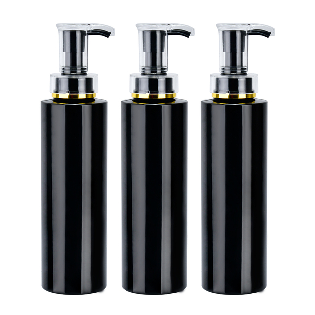Shampoing et revitalisant douche bouteille &agrave; pompe de lotion en plastique noir