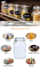 유리 저장 메이슨 항아리 500ml 750ml 1000ml 1500ml 쿠키 피클 클립 뚜껑이있는 주방 식품 저장 유리 항아리