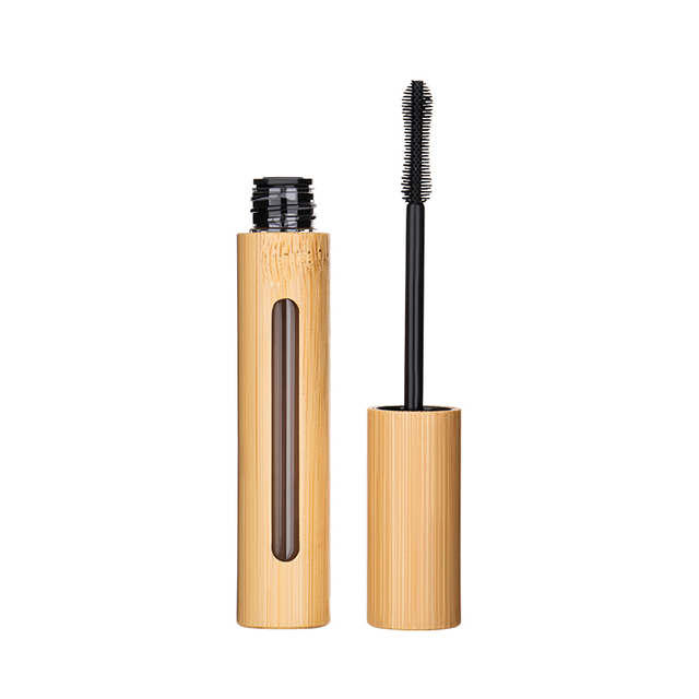 Tube d'huile de cils en plastique avec capuchon en bambou