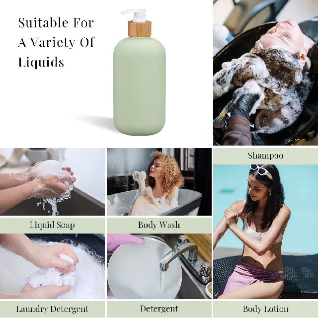 Green HDPE 200ml 260ml 300ml 400ml 800ml 16oz Bao b&igrave; mỹ phẩm mềm Sữa dưỡng thể Chai dầu gội bằng nhựa Hộp đựng dầu xả