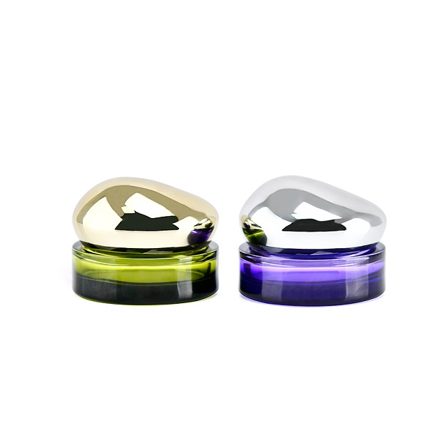 Groen paars cosmetische glazen pot