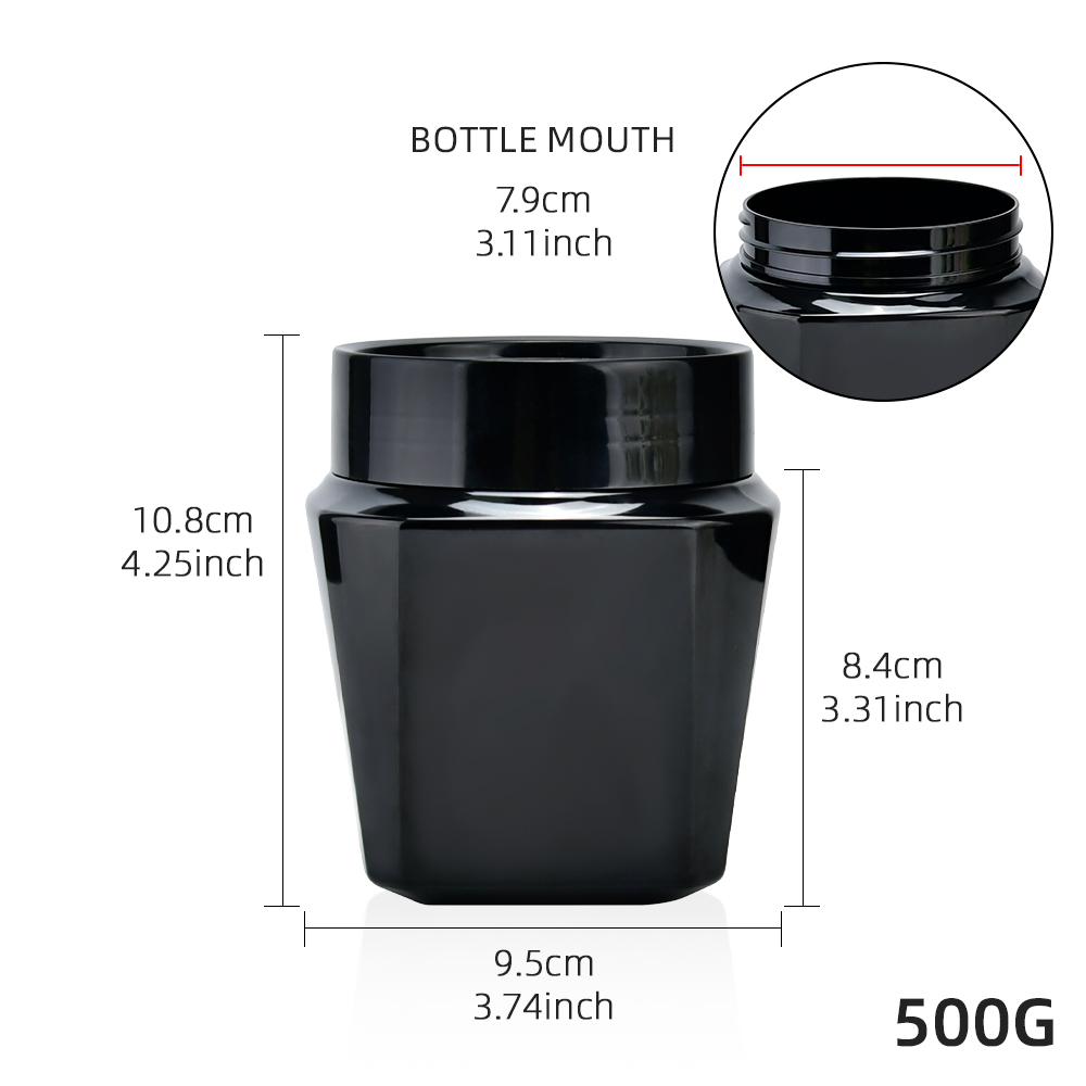 새로운 디자인 플라스틱 바디 Srcub 컨디셔너 500g 고품질 스킨 케어 크림 페이스 마스크 크림 플라스틱 항아리 (스크류 캡 포함)