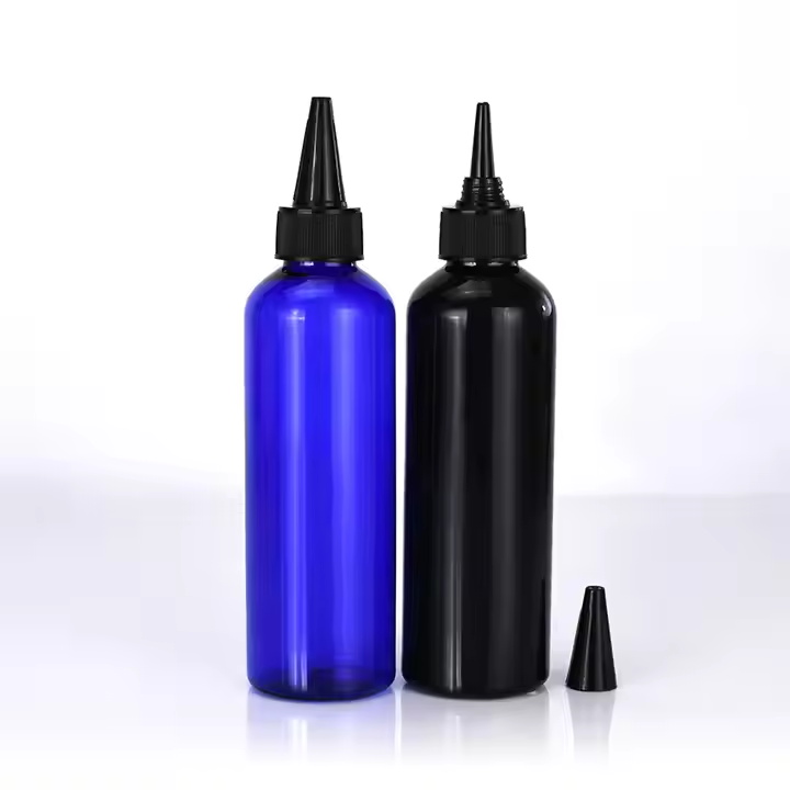 Botella de aceite para el cabello con aplicador exprimidor y tapa superior giratoria de pl&aacute;stico