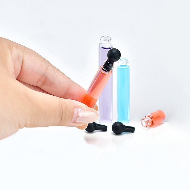 Bouchon &agrave; bille personnalis&eacute; de 0.5ml, 1ml, 2ml, 3ml, Mini Tube en verre, flacon de parfum, Tube &agrave; essai, bouteille avec bouchon &agrave; bille