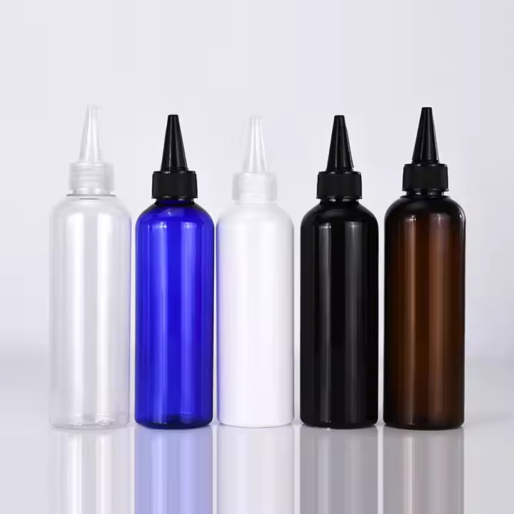 Botella de aceite para el cabello con aplicador exprimidor y tapa superior giratoria de pl&aacute;stico