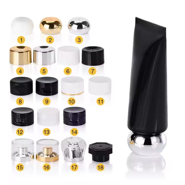 Tubo suave pl&aacute;stico del PE de la loci&oacute;n poner crema vac&iacute;a con el tap&oacute;n de tuerca del oro