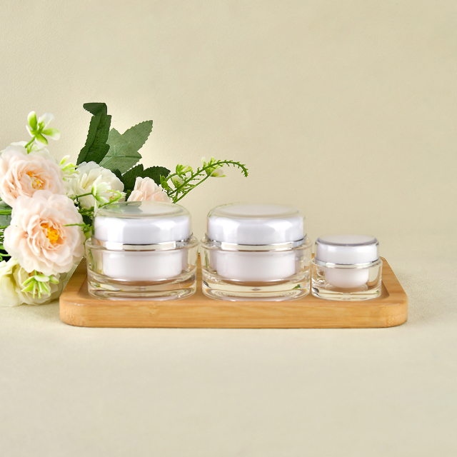 Envase de crema acr&iacute;lica de 5g, 15g, 30g, 50g, Vac&iacute;o claro, redondo, de doble pared, de pl&aacute;stico, para crema facial y ojos, paquete de cosm&eacute;ticos para el cuidado de la piel
