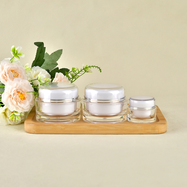 Envase de crema acr&iacute;lica de 5g, 15g, 30g, 50g, Vac&iacute;o claro, redondo, de doble pared, de pl&aacute;stico, para crema facial y ojos, paquete de cosm&eacute;ticos para el cuidado de la piel