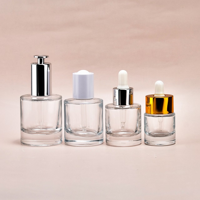 เครื่องสำอางที่ว่างเปล่า 1oz 2oz 30ml 60ml Skincare น้ำหอมเซรั่มน้ำมันหอมระเหยผม Dropper แก้วขวด