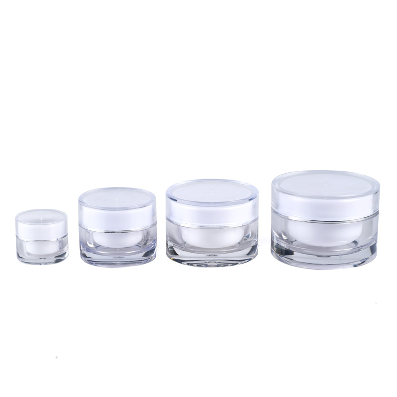 Pot rond de cr&egrave;me pour le visage et les yeux en plastique &agrave; double paroi