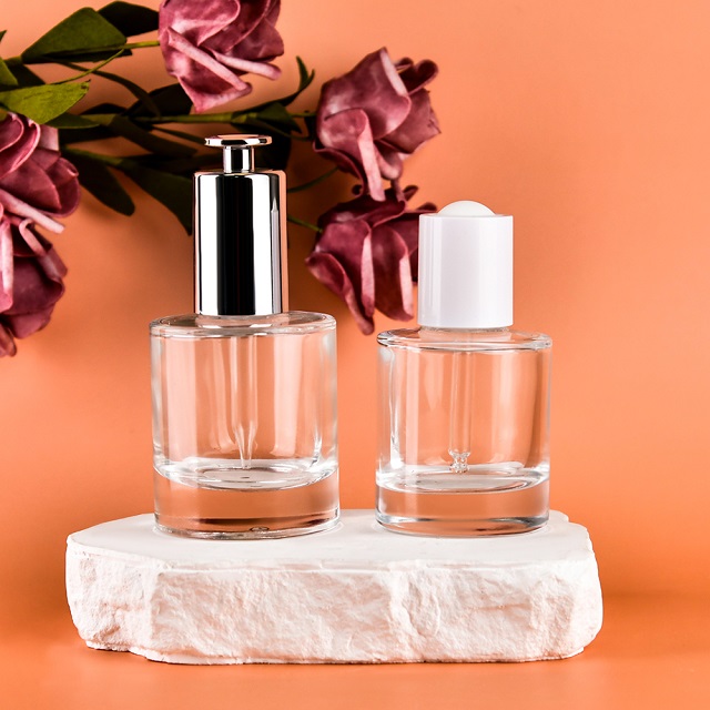 เครื่องสำอางที่ว่างเปล่า 1oz 2oz 30ml 60ml Skincare น้ำหอมเซรั่มน้ำมันหอมระเหยผม Dropper แก้วขวด