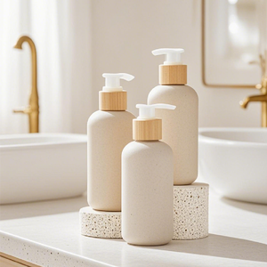 250 ml Weizenstroh, biologisch abbaubare Duschseife, Creme, Haarsp&uuml;lung, Shampoo, Lotion, Pumpe, Plastikflasche mit Bambusdeckel