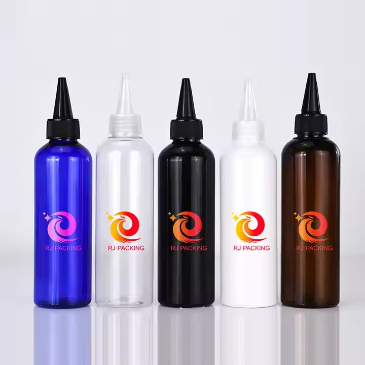 Botella de aceite para el cabello con aplicador exprimidor y tapa superior giratoria de pl&aacute;stico
