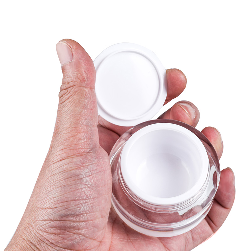 Pot rond de cr&egrave;me pour le visage et les yeux en plastique &agrave; double paroi