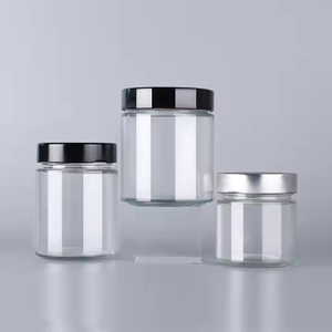 Pot de stockage des aliments en verre rond, &eacute;cologique, avec couvercle &agrave; vis en aluminium, 50ml, 100ml, 150ml, 250ml, 300ml, 500ml, pour pouding aux &eacute;pices et au miel