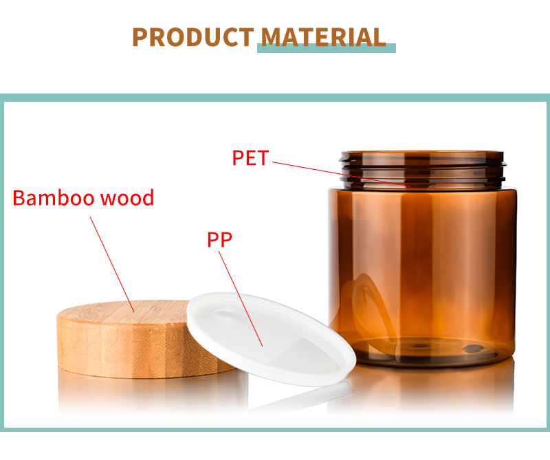 Pot de cr&egrave;me cosm&eacute;tique de beurre corporel en plastique pour animaux de compagnie avec couvercle en bambou