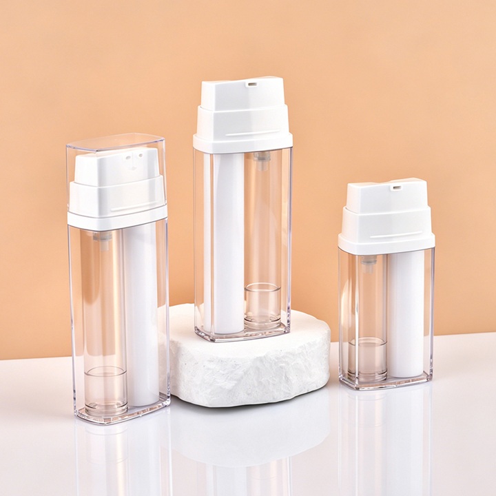 B&aacute;n Trống Đ&ocirc;i Ống 2 Trong 1 Buồng K&eacute;p Mặt Kem Dưỡng Mắt Serum Nhựa Đựng Mỹ Phẩm Kh&ocirc;ng C&oacute; Kh&ocirc;ng Kh&iacute; Bơm Chai