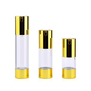 15ml 30ml 50ml Empty Gold Cosmetic Moisturizer Foundation โลชั่นครีมเซรั่มปั๊มสุญญากาศโลชั่นขวดพลาสติก