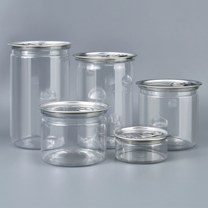 Durchsichtiges Lebensmittelglas aus Kunststoff mit leicht zu &ouml;ffnendem Deckel