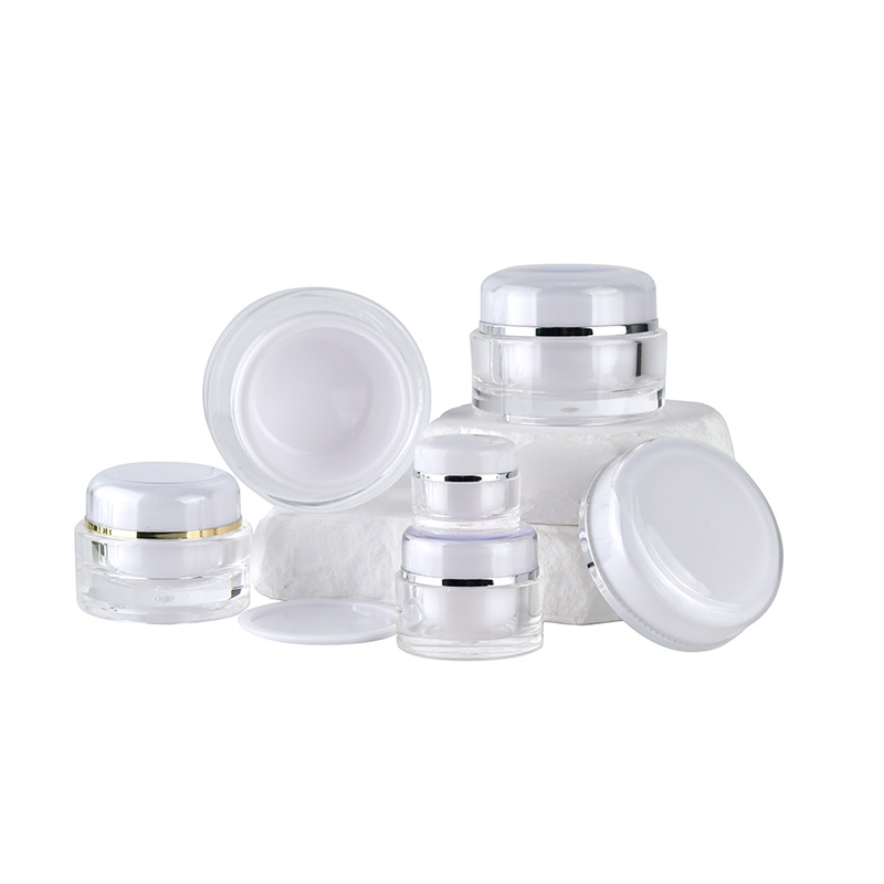 Envase de crema acr&iacute;lica de 5g, 15g, 30g, 50g, Vac&iacute;o claro, redondo, de doble pared, de pl&aacute;stico, para crema facial y ojos, paquete de cosm&eacute;ticos para el cuidado de la piel