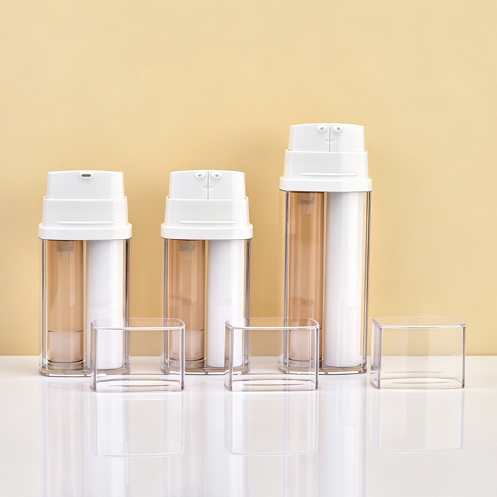 B&aacute;n Trống Đ&ocirc;i Ống 2 Trong 1 Buồng K&eacute;p Mặt Kem Dưỡng Mắt Serum Nhựa Đựng Mỹ Phẩm Kh&ocirc;ng C&oacute; Kh&ocirc;ng Kh&iacute; Bơm Chai