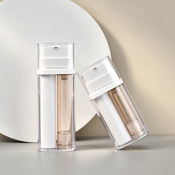 B&aacute;n Trống Đ&ocirc;i Ống 2 Trong 1 Buồng K&eacute;p Mặt Kem Dưỡng Mắt Serum Nhựa Đựng Mỹ Phẩm Kh&ocirc;ng C&oacute; Kh&ocirc;ng Kh&iacute; Bơm Chai