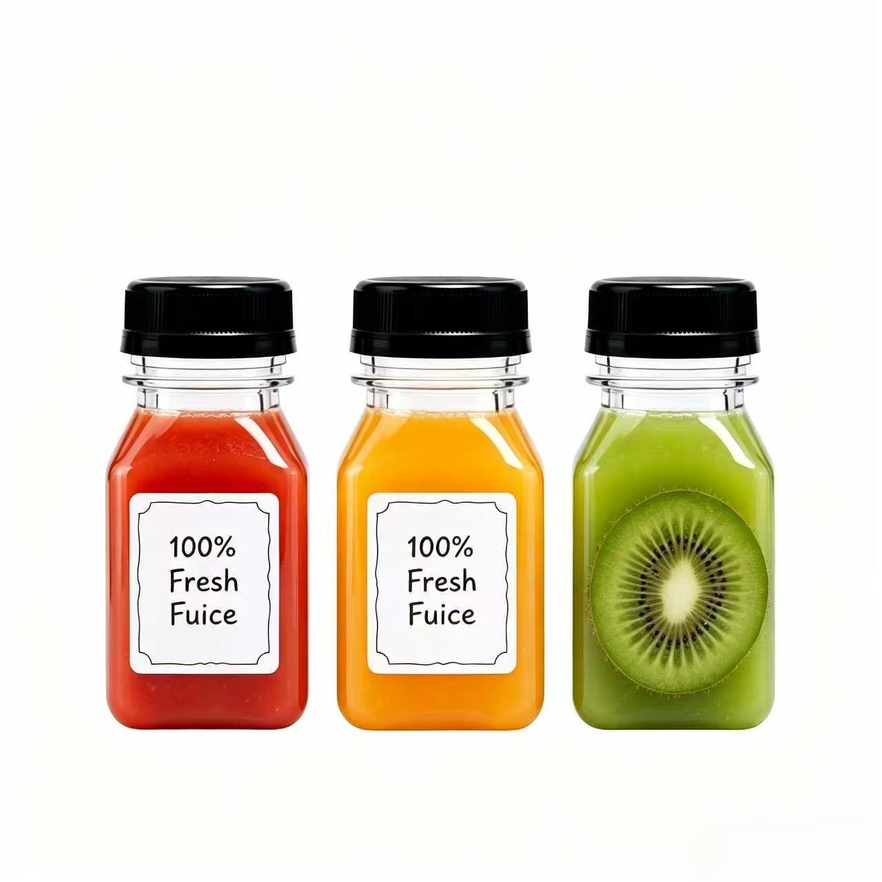 60ml 120ml 250ml ขวดน้ำผลไม้เครื่องดื่มพลาสติก PET สแควร์เครื่องดื่ม PET โปร่งใสขวดน้ำพลาสติกพร้อมฝาปิด
