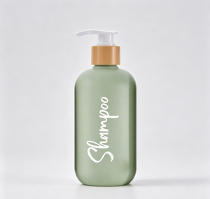 DIY-reiscosmeticaverpakking 300 ml shampoo en body wash pompfles met bamboe deksel