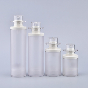 Botella de bomba de loci&oacute;n sin aire esmerilada de pl&aacute;stico para el cuidado de la piel, suero, crema facial, loci&oacute;n, suero, paquete de crema base