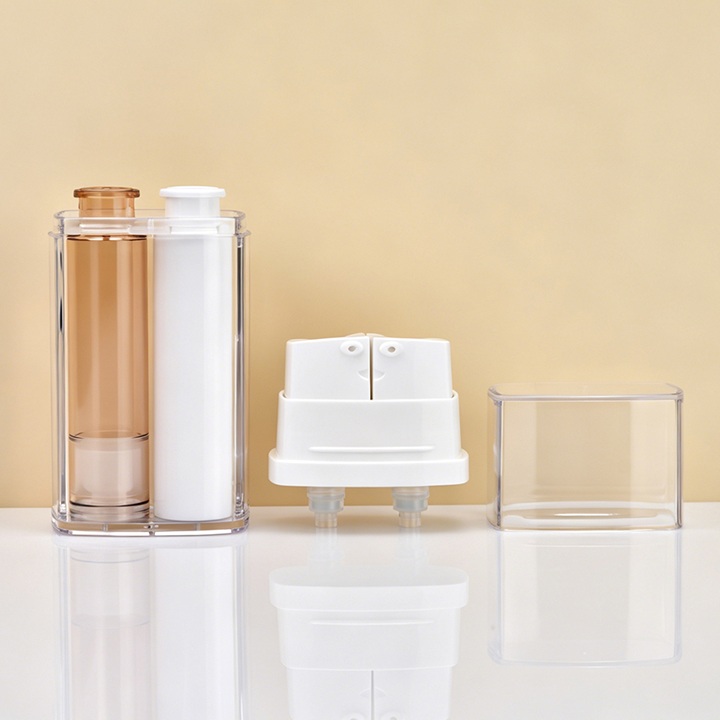 B&aacute;n Trống Đ&ocirc;i Ống 2 Trong 1 Buồng K&eacute;p Mặt Kem Dưỡng Mắt Serum Nhựa Đựng Mỹ Phẩm Kh&ocirc;ng C&oacute; Kh&ocirc;ng Kh&iacute; Bơm Chai
